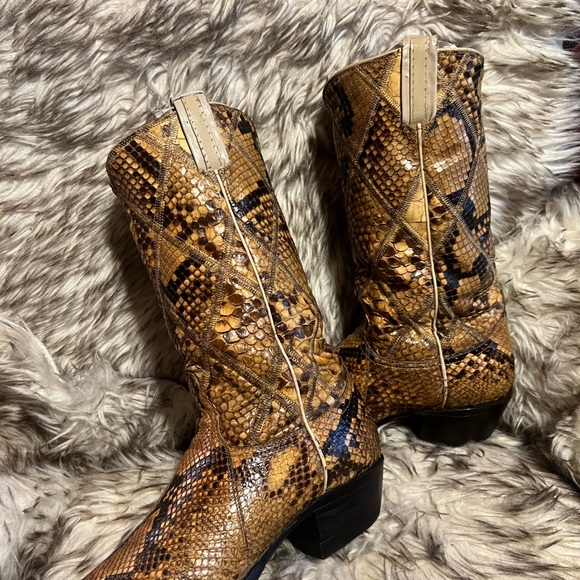 Tony Lama BLK Label Tan Full Snake Men's Boots NEW SOLES & HEELS Sz 9.5 D - Picture 15 of 16